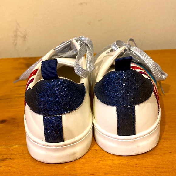 GAP Youth Girls Rainbow Sneakers Crazy Stripe Glitter sz 2 silver glitter laces - Picture 4 of 13